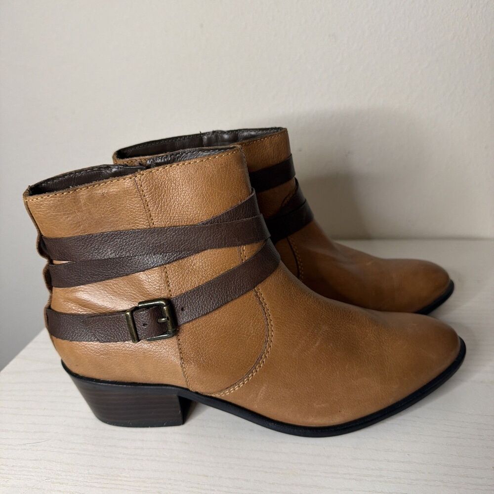 LL Bean Signature Womens Brown Leather Ankle Boots Side Zipper Size 8.5 M Brazil